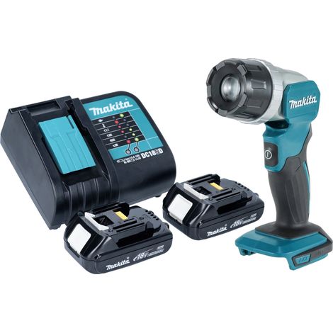 Makita DML 808 SY lampada portatile a batteria 14,4 / 18 V 190 lm LED + 2x batteria ricaricabile 1,5 Ah + caricabatterie