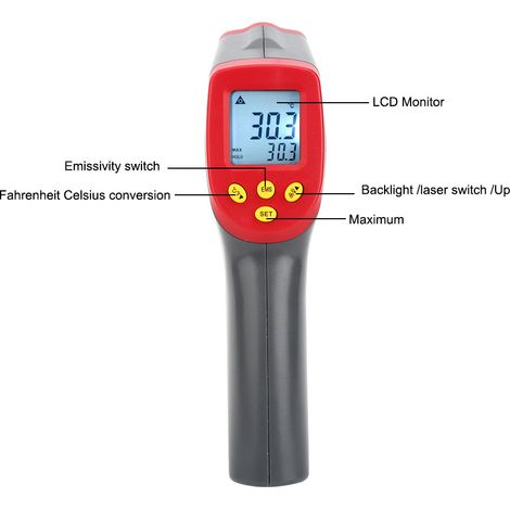 Thermomètre infrarouge U-Tech UA380, thermomètre de mesure de température, hygromètre, thermomètre industriel, 380 °C (1/5)