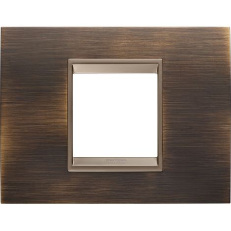PLAQUE LUX RECT. 2P MÉTAL LAITON ANTIQUE GEWISS GW16202XQ
