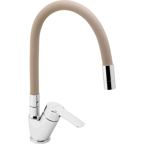 Novaservis Metalia 54 - Miscelatore per lavello, con braccio di erogazione flessibile, beige/cromo 54014F,0BE