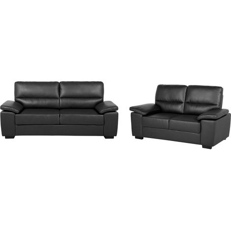 Living Room Set 5 Seater VOGAR Faux Leather Black (1/5)