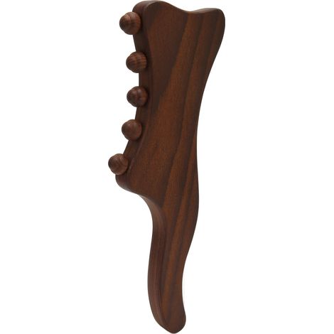 Bâton de Gua Sha en bois de hêtre naturel, 5 points de massage, stimule la circulation, bâtonnet de massage en bois pour la nuque, le dos et les épaules (1/5)