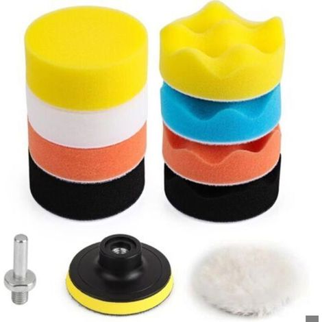 11 tampons polissage – 80 mm – éponge + laine – adaptateur M10 (1/4)