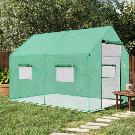 Serre de jardin tunnel en acier galvanisé avec bâche verte 300 x (1/5)