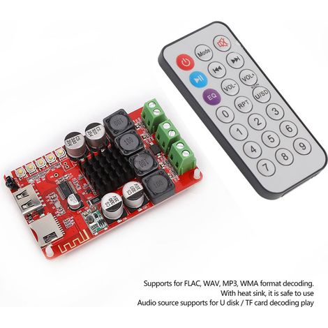 Carte d'amplification numérique TPA3116, récepteur Bluetooth, décodeur de clé USB et de carte TF avec télécommande (1/5)