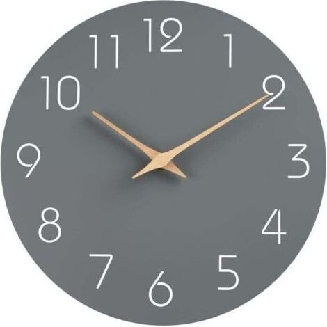 Geräuschlose, tickfreie Wanduhr, dekorativ für Küche, Schlafzimmer, Badezimmer, Büro, Wohnzimmer, batteriebetrieben – 25,4 cm, Holz, modern und schlicht (grau) (1/5)