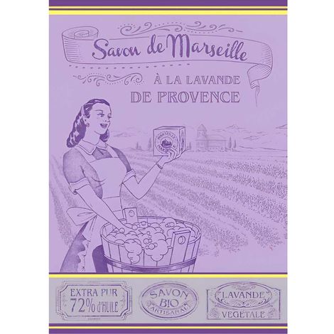 Torchon de cuisine en coton jacquard violet - Provence