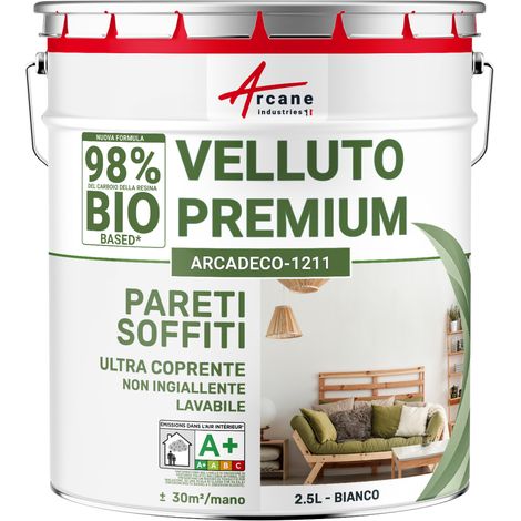 Pittura vellutata per pareti e soffitti: ARCADECO - 1211 - 2,5 L (+ o - 30m² per strato) Bianco - ARCANE INDUSTRIES (1/5)