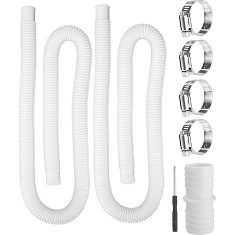 Manguera de piscina de 32 mm (2 piezas), 150 cm de longitud, con 4 abrazaderas de fijación y 1 conector, para piscinas y bombas de filtración. (1/5)