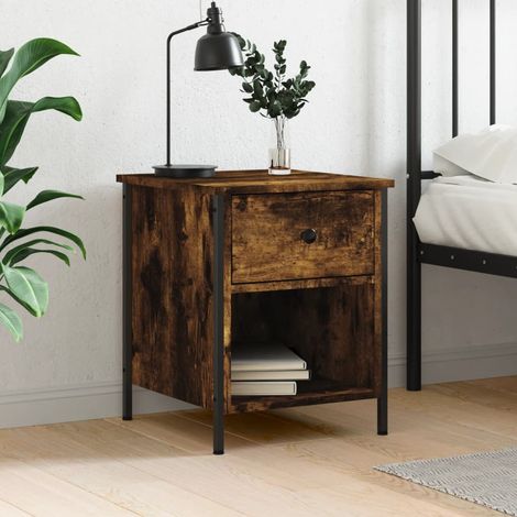 Table de chevet Table d'Appoint chêne fumé 40x42x50 cm bois d'ingénierie VGT58774 (1/5)