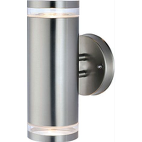 Außenleuchte Wand Edelstahl 23 cm hoch IP44 GU10 2-flammig 3000 K warmweißes Licht 700 lm Modern