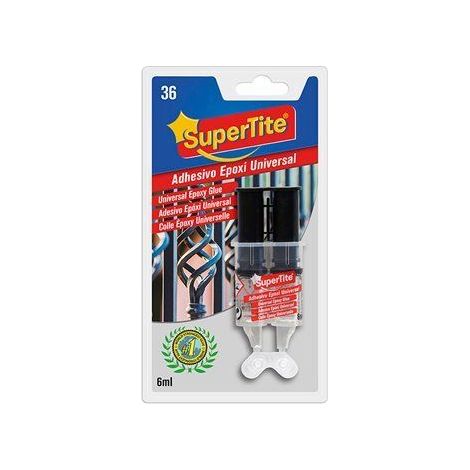 SUPERTITE Colla epossidica bicomponente (6 Ml.) Incolla metallo, vetro, specchi, plastica, marmo, barche, legno, pelle, ecc. (1/2)