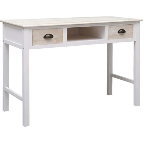 Console 2 tiroirs 1 niche paulownia clair et blanc Amatar (1/5)
