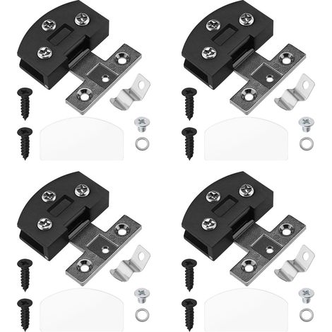 16pcs Charnières en Verre Charnières de Porte d'armoire en Verre en Alliage de Zinc Charnières de Porte Charnières de Vitrine Accessoires pour Meubles Étagères Armoires, Noir (1/5)