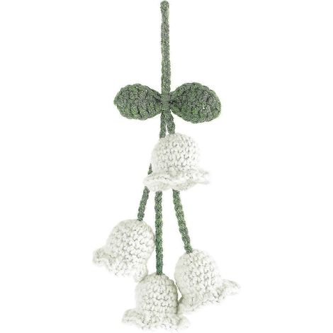 Accessoires de rétroviseur à suspendre, accessoires de voiture mignons pour femmes, pendentif de voiture en forme de clochette tricoté à la main, pour votre voiture (blanc) (1/5)