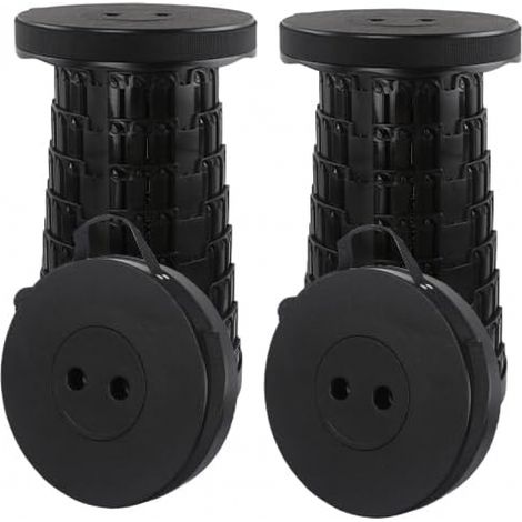 Lot de 2 tabourets pliants portables pour randonnée, pêche, randonnée, poids maximal : 210 kg (noir) (1/5)