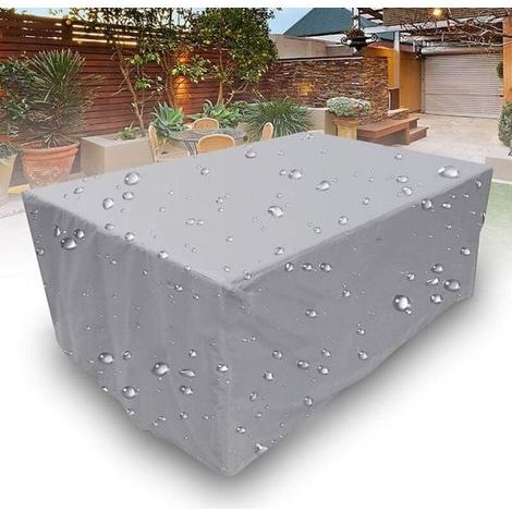 Housse de protection rectangulaire pour mobilier de jardin, tissu Oxford 210D, imperméable, anti-neige, anti-UV et anti-poussière, pour table de jardin, gris, 140 x 140 x 90 cm (1/5)