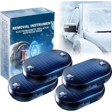 Dégivreur électromagnétique antigel 4 pièces pour voitures - Dispositif universel antigivre pour vitres, à énergie solaire, sans interférences (1/5)