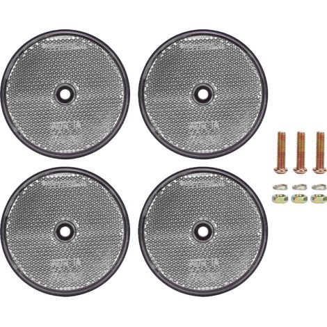 4 pièces réflecteurs de sécurité rond rouge 72mm de diamètre avec vis pour boîtes aux lettres allée Tunnels poste voitures remorque blanc. (1/5)