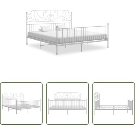vidaXL Sommeil -  Cadre de lit sans matelas blanc métal 200x200 cm (1/5)