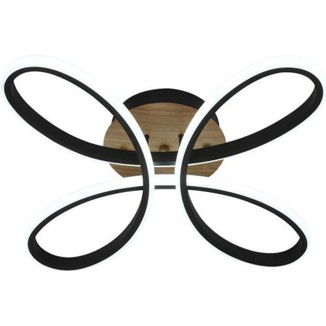 Plafoniera abrila Bandeira nero legno 104 watt moderno