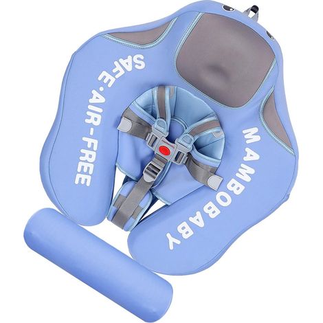 Nicht aufblasbarer Babyschwimmring mit Schwanzflosse für Kleinkinder von 3-24 Monaten – Hellblau