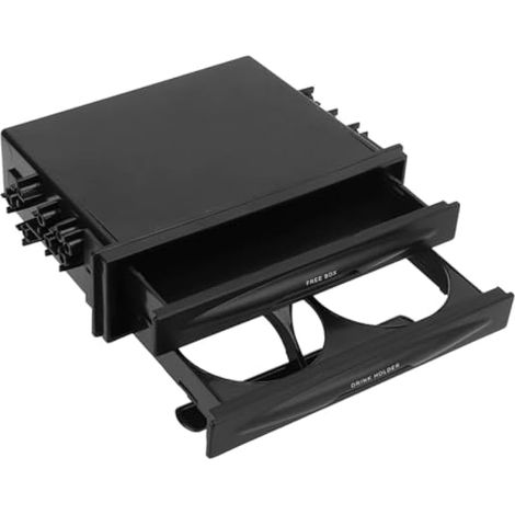 Boîte de rangement pour autoradio 2 en 1, support gobelet ABS, universel 1 Din, 2 niveaux, noir, 6,81 x 1,89 pouces (1/5)