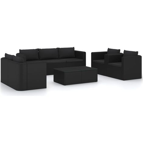 9 PCS Garden Lounge Set con Vime PE Negro (1/5)
