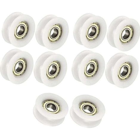 Roulement à bille 6x24x9mm Blanc U Shape Groove Guide Poulie Roulement À Billes Pour Meubles Poulie Pack De 10 (1/5)