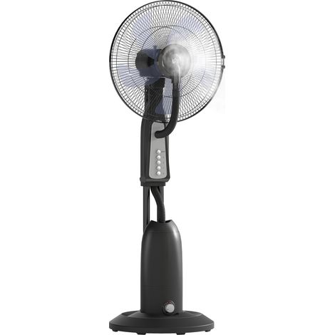 Ventilateur avec brumisateur – Réservoir 3 L – Orientable 75° – 3 vitesses – Sur roulettes – 125 cm – Noir (1/5)