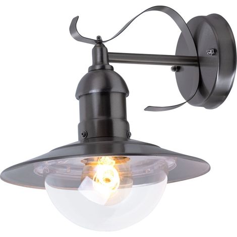 Außenlampe Edelstahl Wand Außen E27 Terrassenlampe Außen Wandleuchte silber, Kunststoff, 1x E27 Fassung, B x H x T 24 x 25,6 x 27,2 cm