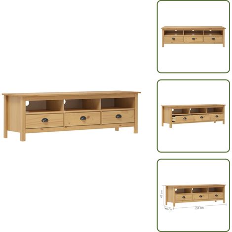 TV-Schrank Hill Honigbraun 158x40x47 cm Massivholz Kiefer - TV Schrank - Holz Sideboard - Kiefernholzmöbel - Vintage Möbel - Wohnzimmerschränke
