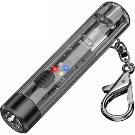 Lampe de poche porte-clés – 80 lumens, lumière porte-clés, porte-clés EDC étanche IPX4, rechargeable par USB-C, lampe de poche porte-clés 7 modes avec sifflet pour les promenades nocturnes et le campi (1/5)