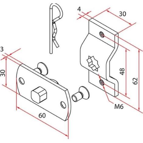Supporto a omega faac tm2 45 con perno - a4506-0633