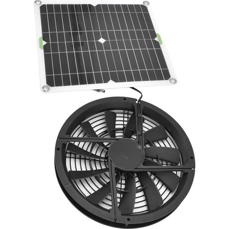 Ventilateur solaire étanche de 10 pouces (25 cm) et 100 W avec boîtier rond, idéal pour poulailler, serre ou abri de jardin. (1/5)