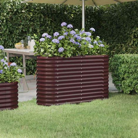 vidaXL Jardinera arriate acero galvanizado marrón 114x40x68 cm (1/5)