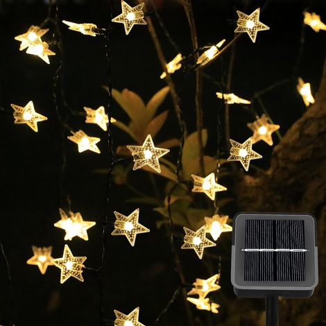 1 Guirlande Lumineuse Solaire, 14m 120 LED Étoile, 8 Modes Étanche IP65, Décoration Jardin Cour Noël (1/5)