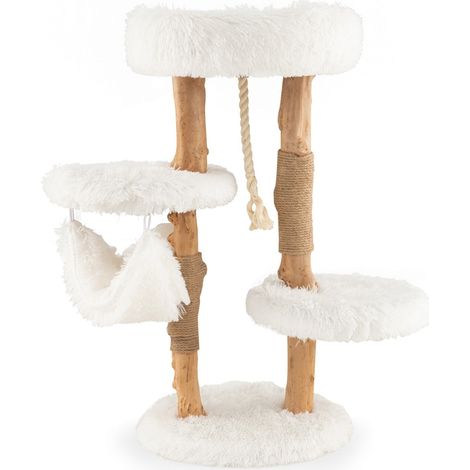 Tiragraffi in legno 41 x 41 x 87 cm con diverse aree di riposo e tiragraffi stile moderno in bianco naturale 200019632