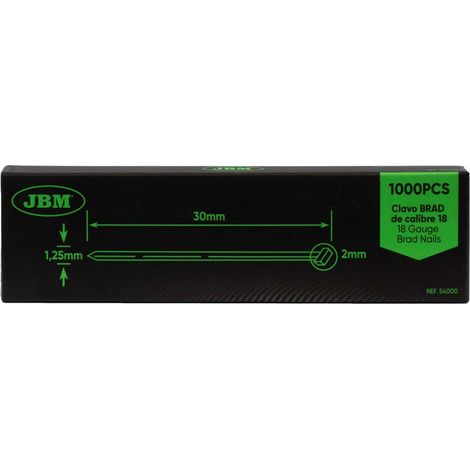 BRAD-NÄGEL-SATZ 30 x 1,25 mm. 18 GAUGE (1000 STÜCK)  JBM54000