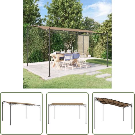The Living Store Auvent taupe 4x3 m 180 g/m² tissu et acier - Abri Jardin - Auvent Pliable - Parasol D'extérieur - Toile De Jardin - Tente De Réception (1/5)