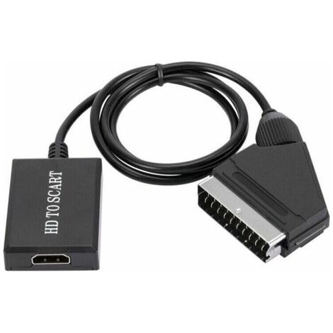Convertisseur HDMI vers péritel 1080p – Adaptateur audio vidéo SCART – Compatible NTSC/PAL – Plug and play – Technologie de mise à l'échelle (1/4)
