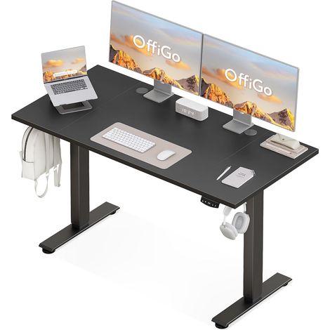 Bureau Assis Debout électrique, 140cm Bureau Electrique, Noir (1/5)