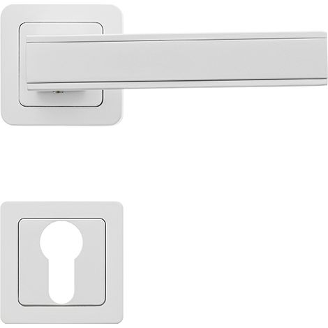 AYR Lot de 2 poignées CHAI blanc mat + 2 rosaces cylindre blanc mat (1/4)