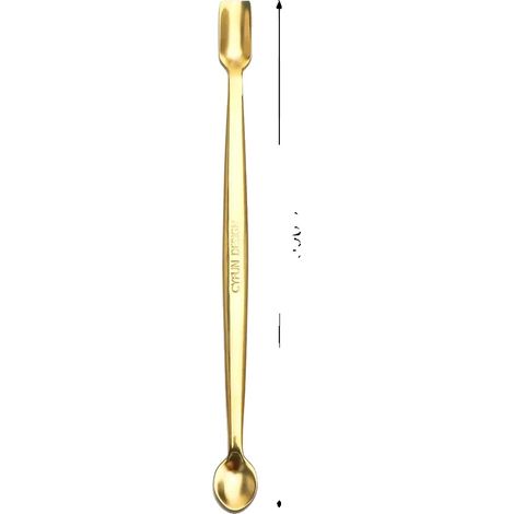 Cucharas hechas a mano, con dos cabezales, de acero inoxidable, 1 unidad, color dorado. (1/2)