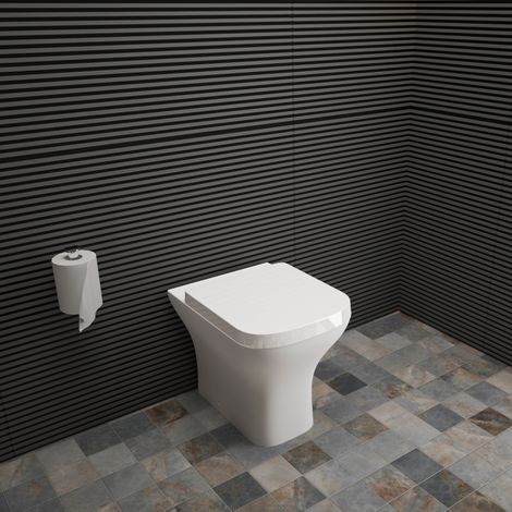 BTW Square Toilet Back To Wall Ceramic Pan Cloakroom Soft Close Seat Bathroom WC Modern