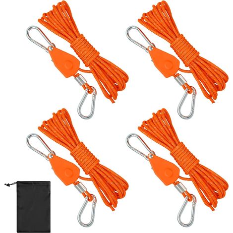 Corde de Tente Réfléchissante, Cordes à Cliquet avec Crochets, 4 Pcs Corde de Haubanage de Tente avec Tendeur en Aluminium, Ø4mm Longueur 4m Corde Tente Camping pour Camping, Tente, Bâche, Randonnée