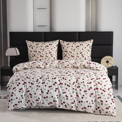 Linge de lit en coton 220x200 à motif cerises
