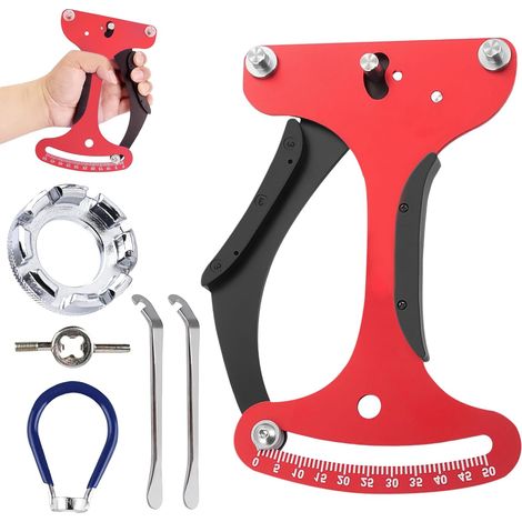 Outil d'étalonnage de la tension des rayons de vélo : tensiomètre de rayon avec 5 accessoires, jauge de tension de rayons de vélo, outils de réparation de vélo (1/5)