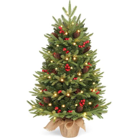 Sapin de Noël artificiel de 90 cm avec LED et décoration (1/5)