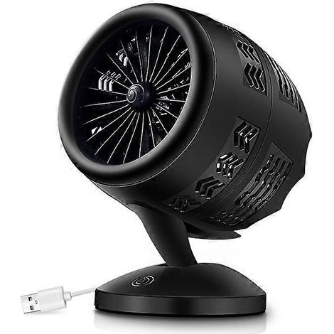 Ventilateur de bureau USB à double turbine, ventilation à pales pour bureau, chambre ou espace de travail, noir (1/5)